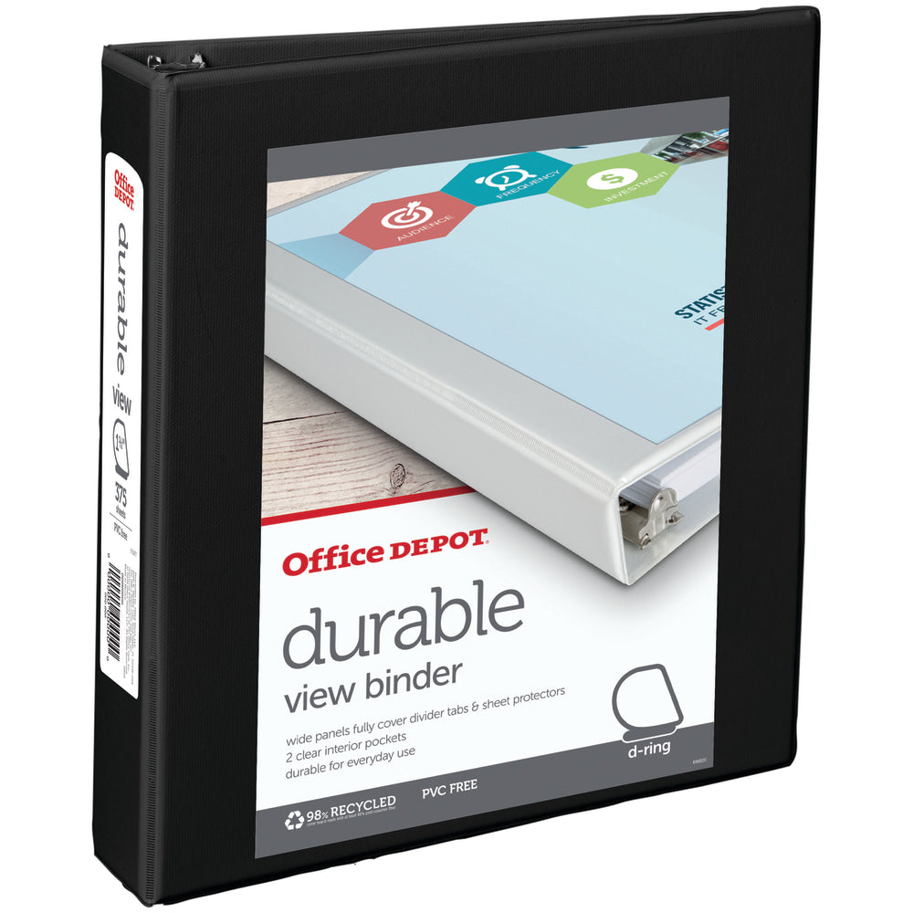 Durable View 3-Ring Binder, 1.5" D-Rings, Black