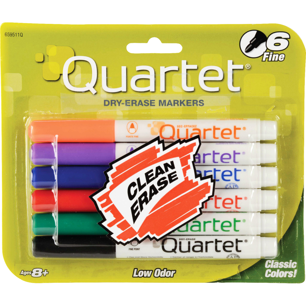 Quartet Dry-Erase Markers, Fine Point, 6 Pack