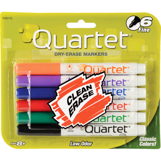 Quartet Dry-Erase Markers, Fine Point, 6 Pack