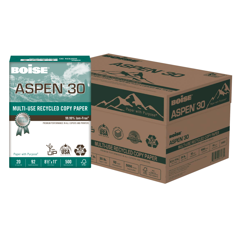 Boise ASPEN 30 Printer Paper, 8.5"x11", 5000 Sheets