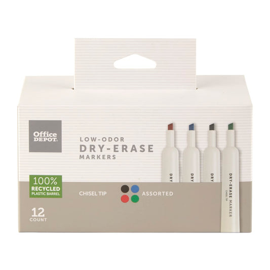 Low-Odor Dry-Erase Markers, Chisel Point, 12 Pack