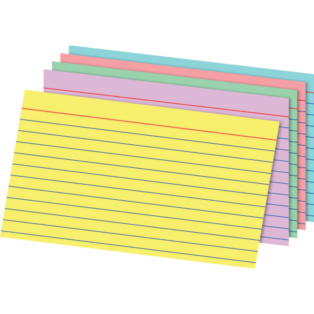 Rainbow Index Cards, Ruled, 5"x8", Assorted Colors, 100 Pack