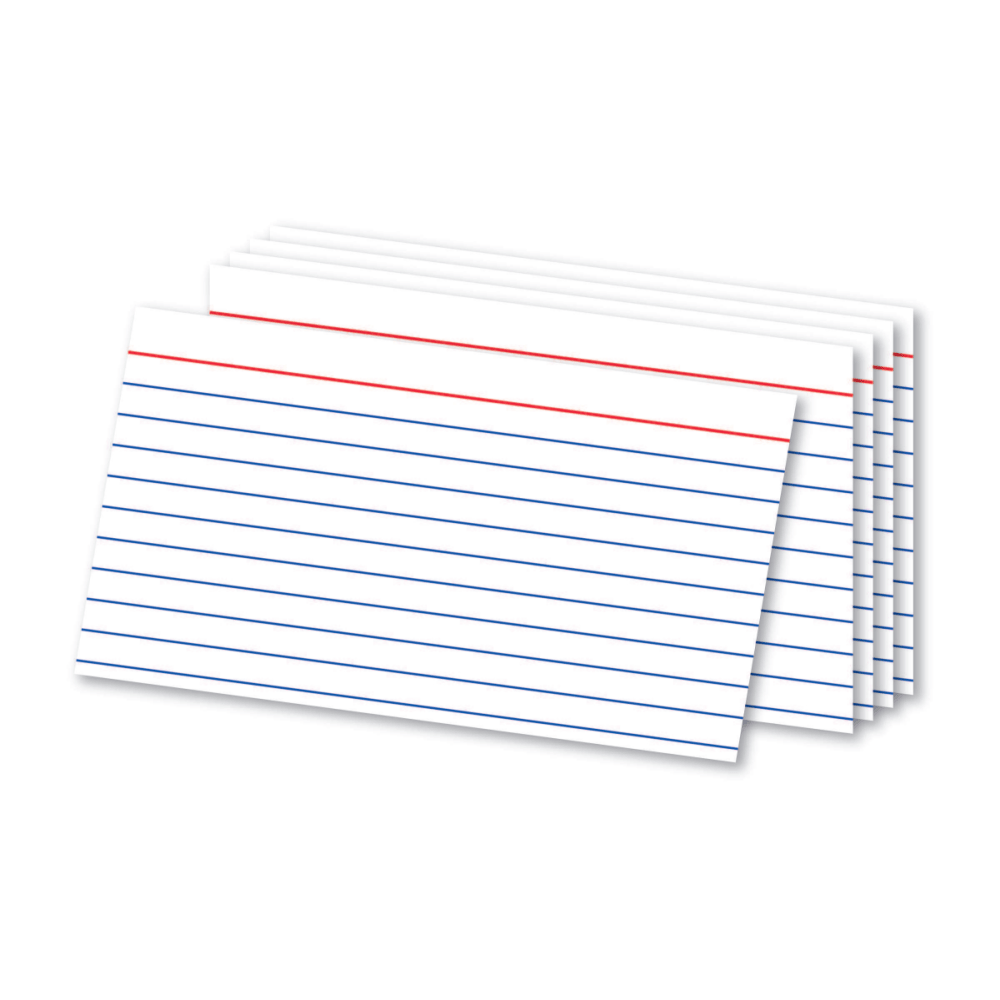 Ruled Index Cards, 3"x5", White, 300 Pack