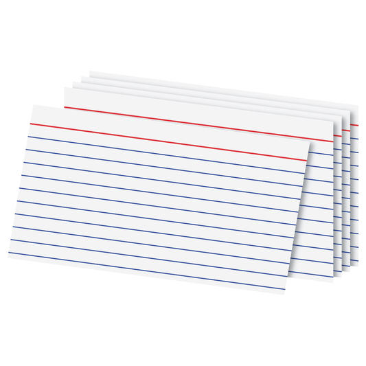 Index Cards, 3"x5", Ruled, White, 100 Pack