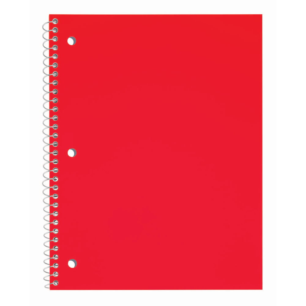 Just Basics Poly Spiral Notebook, 8"x10.5", Red, 70 Sheets