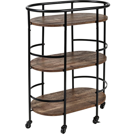 Honey Can Do 3-Tier Rolling Bar Cart, Black/Brown, 13in