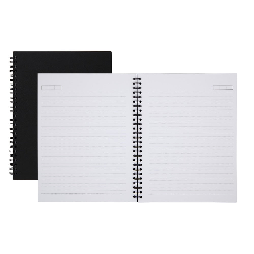 Wirebound Business Notebook, Hard Back Cover, 7.25"x9.5", 80 Sheets, Black