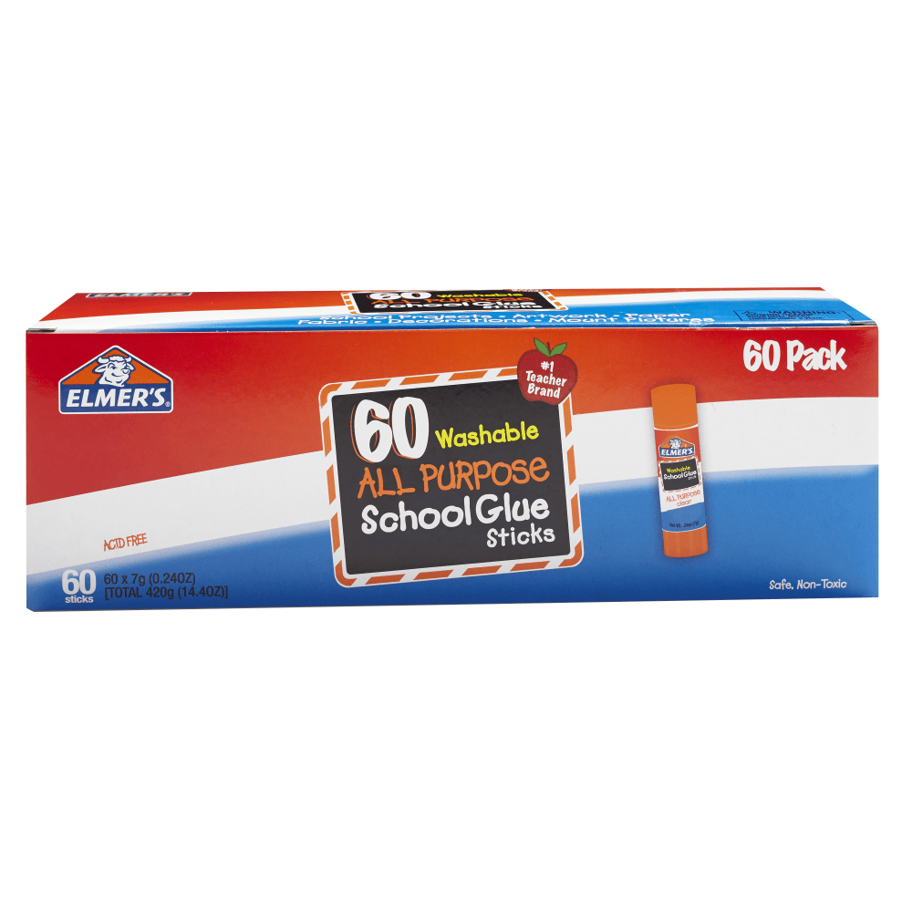 Elmers Glue Stick Classroom Pack, 60 Pack