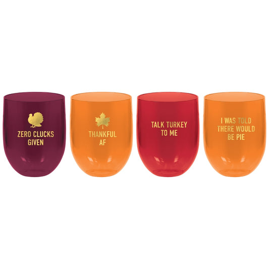 Amscan Thanksgiving Wine Glasses, 15.2oz, Set of 4