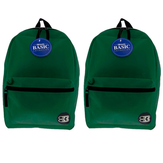 BAZIC Basic Backpacks, Green, 2 Pack