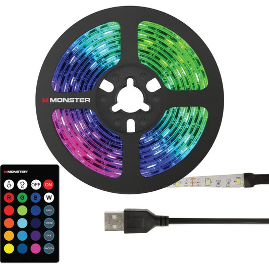 Monster LED Light Strip 6.5ft, USB Powered, Adjustable