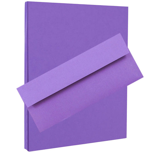 JAM Violet Stationery Set, 8.5"x11", 100 Sheets/Envelopes