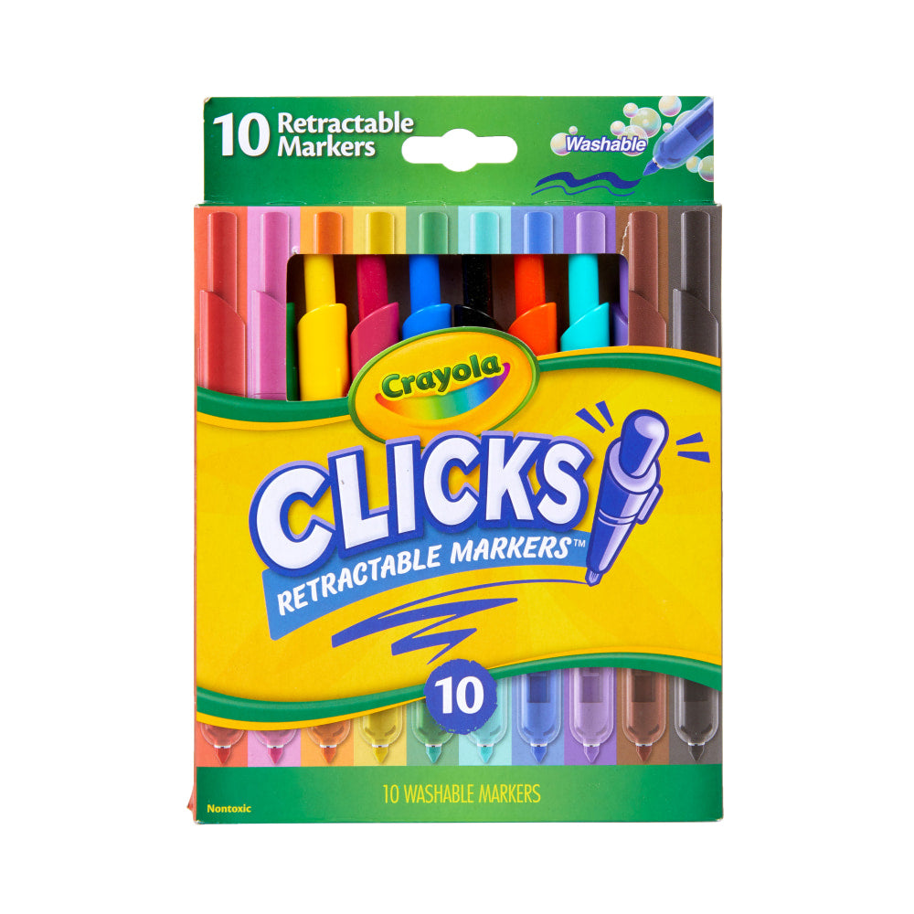 Crayola Washable Markers, Retractable Tips, 10 Pack